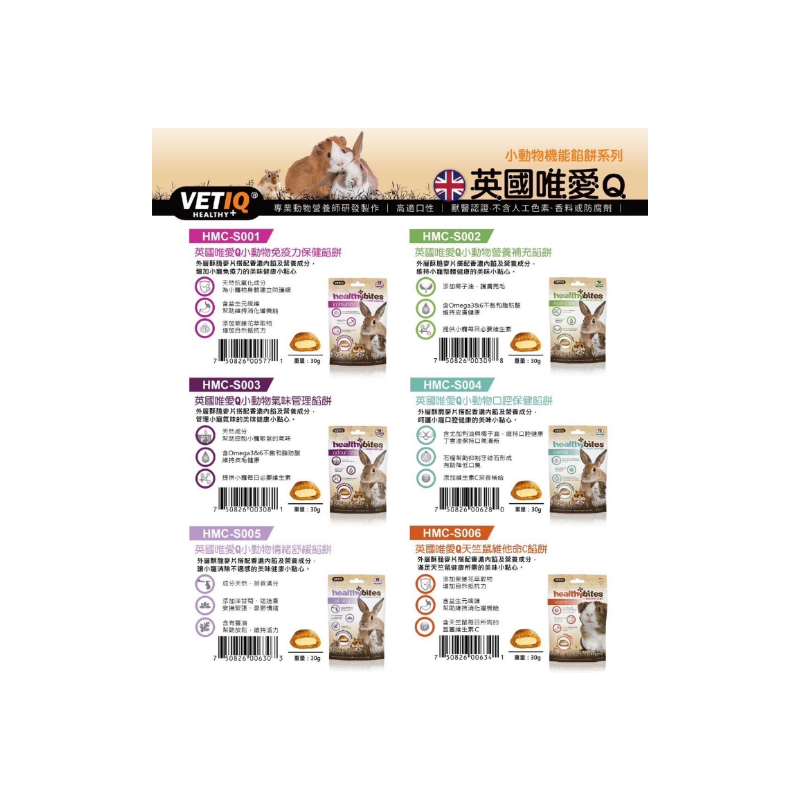 【A-611】🐹🐰 英國唯愛Q VETIQ 小動物餡餅 30g 小動物機能餡餅 小寵零食 2包入 !!下單告知客服規格!! (紅利46800點)